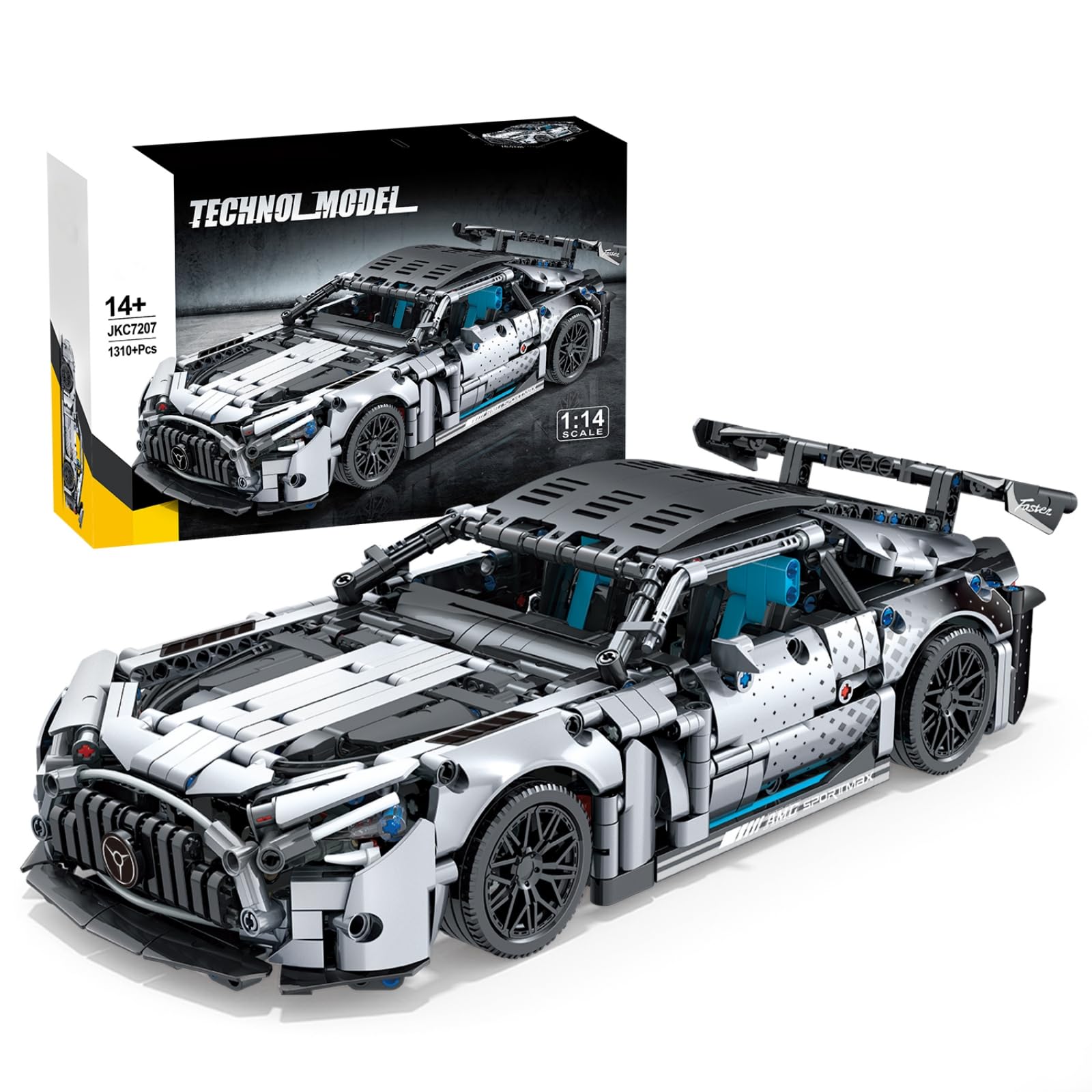 Technik Modellauto, 1310 Teile Silber Rennwagen Bausatz, Technic Sportwagen
