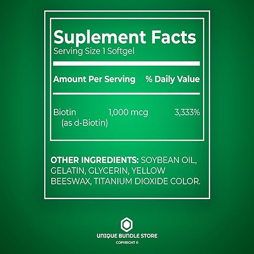 Miniatura 4 de Biotin 1000MCG, cápsulas blandas de biotina, suplemento de uñas para la piel del cabello, 150 unidades + organizador de píldoras de 7 días incluido