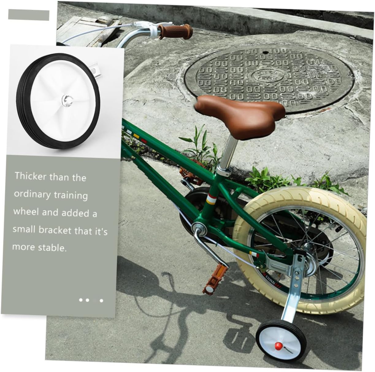 Mikinona Professional Wear-resistant Auxiliary Wheels for Bike and Flexible Glue Stable Rear Training Wheels Easy to Install Replacement Kit for Bicycle Safety and Balance