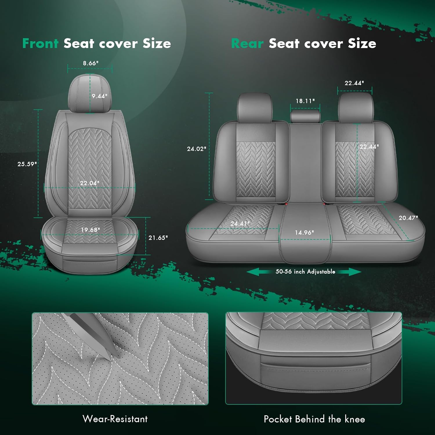 SCITOO Seat Covers,Universal Car Seat Covers Full Setwater-resistant Automotive Seat Covers Vehicle Seat Covers Car Seatshelteror Seat Covers Set for Cars SUV Pick-up Truck Sedan (Full Set, Gray)