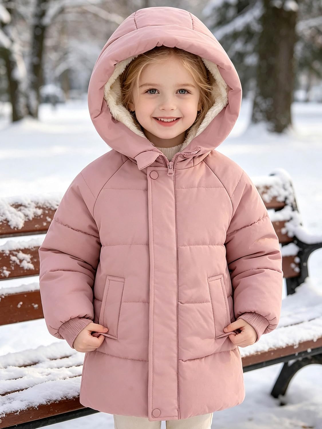 ALISISTER Toddler Boys Girls Winter Coat Warm Fleece Jacket for Kids 1-6T
