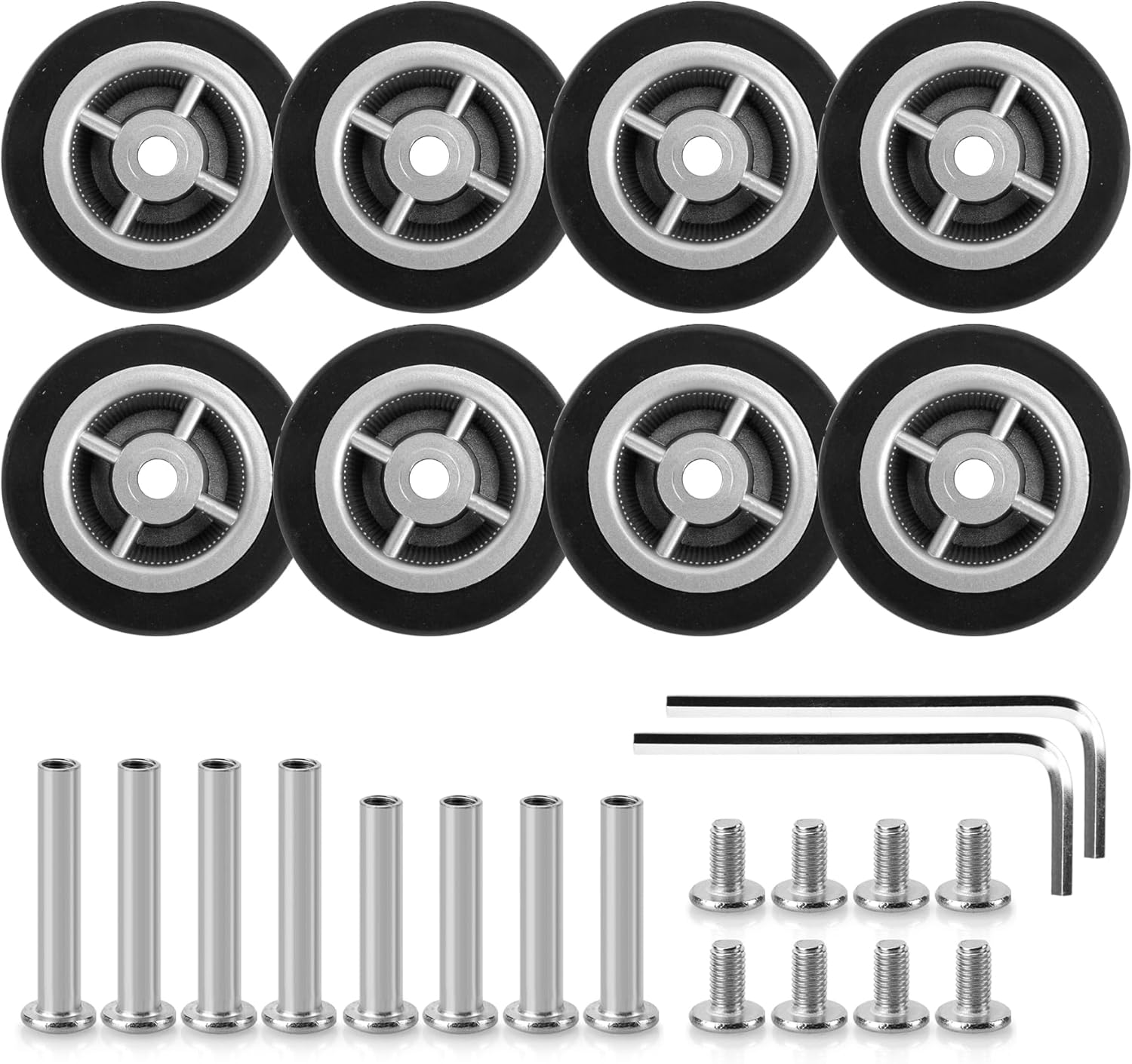 Zoofen 8 Pcs Luggage Wheels 47mm Luggage Replacement Wheels Double Suitcase Caster Replacement(Z25)