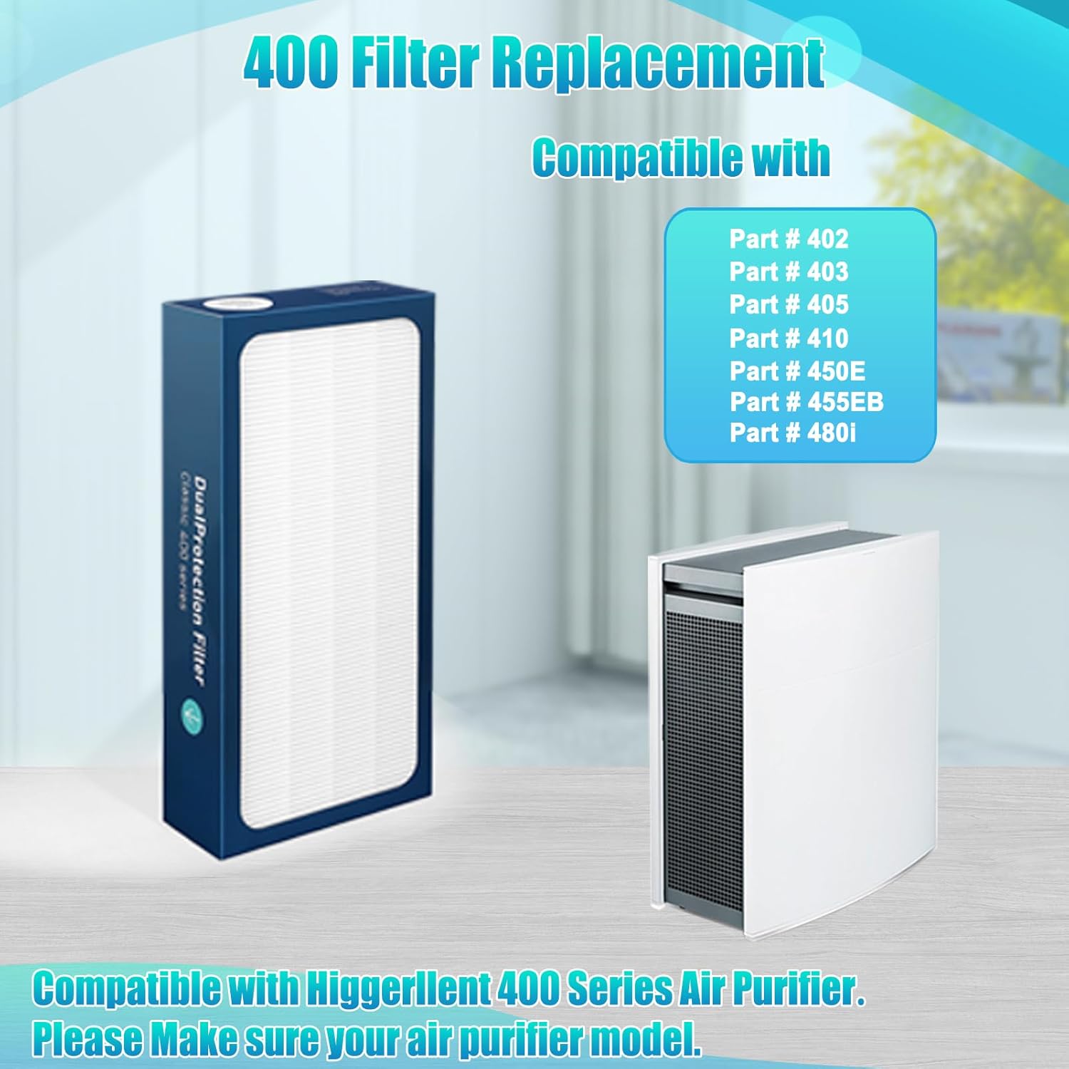 Upgraded Classic 400 Series Replacement Filter-Compatible with Blueair 400 Series Air Purifier Particle Filter Replacement, Part # 480i, 402, 403, 405, 410，455EB, 450E Replacement Filter-1PACK - Image 3