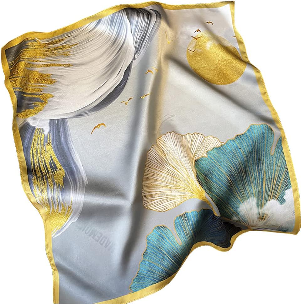 JERLA 100% Mulberry Silk Neck Scarf 21"x21" Small Square Scarfs for Women Gift Packed