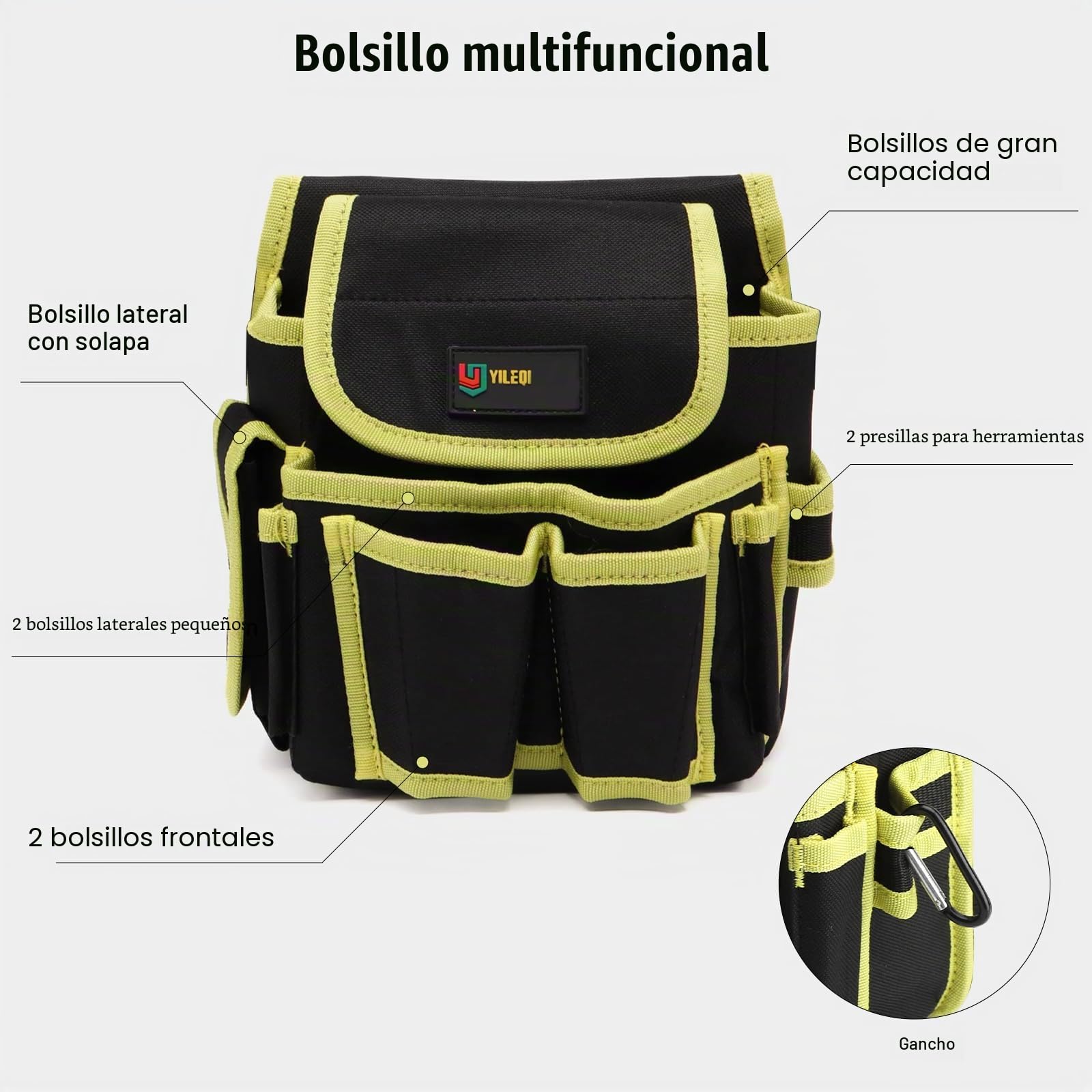 APOMOONS Cinturón de Herramientas, Bolsa Electricista, Cinturones de Herramientas, Porta Herramientas Desmontable Y Ajustable para Electricista, Carpintero
