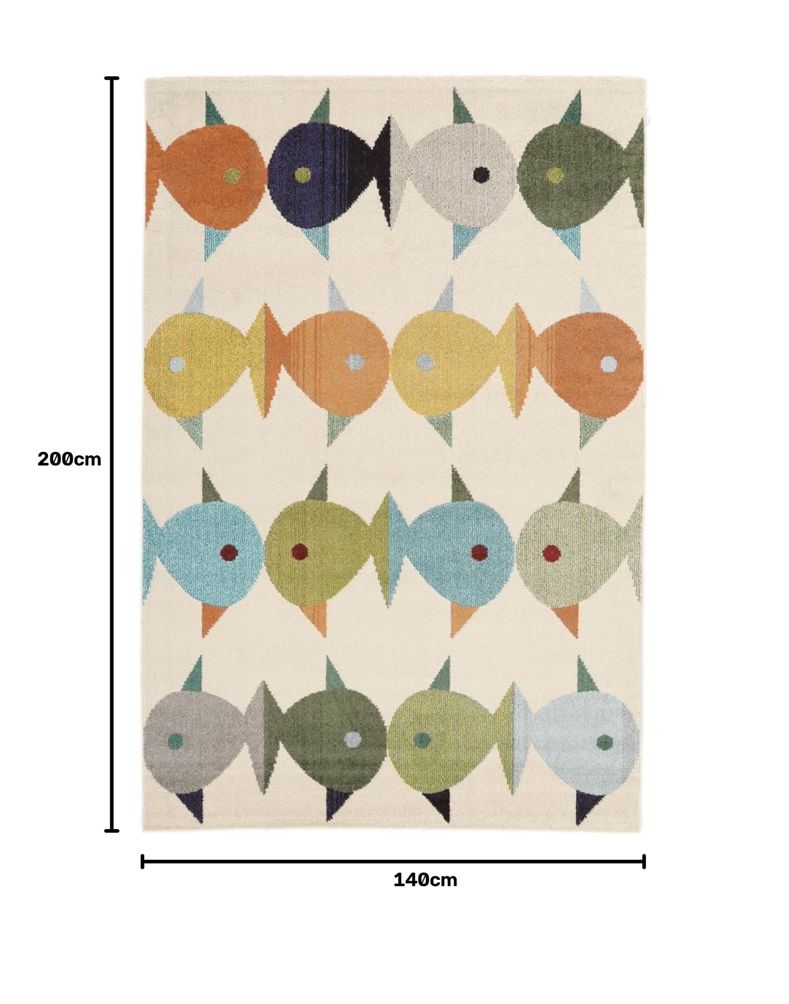 RugVista Fugl OG Fisk Tapis, 140 x 200 cm, Beige/Multi