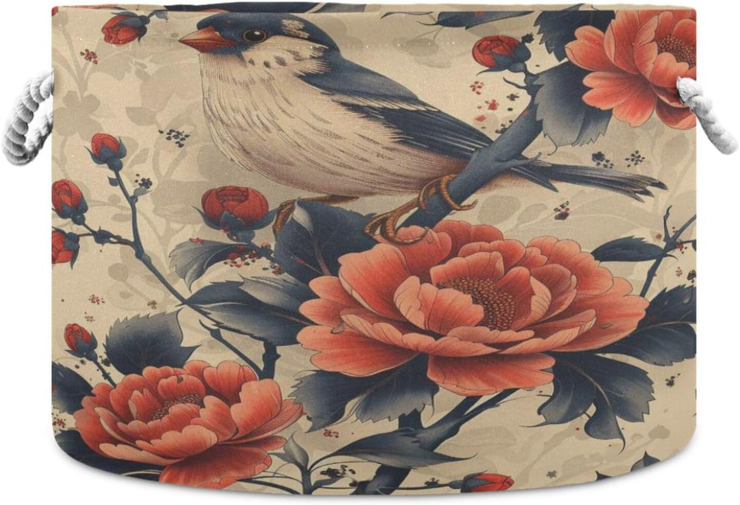 Tattoo Design Extra Large Storage Basket Decorative Laundry Basket with Handles, Rope Basket for Clothes, Blanket, Towel, 20 x 14 Inch