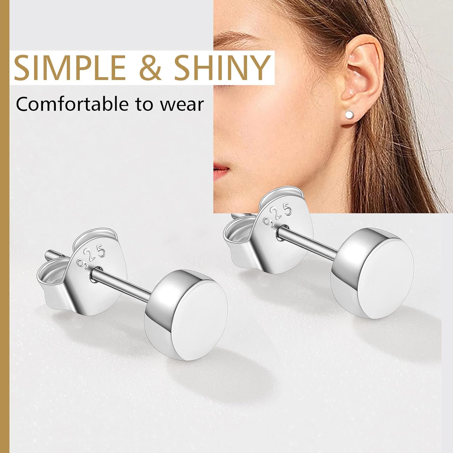 FindChic Hypoallergenic Sterling Silver Small Bar/Heart/Dot/Triangle/Butterfly/Lightning Studs Earrings Minimalist Geometric Jewelry Valentine Gifts for Women Men Girls, with Gift Box - Image 5