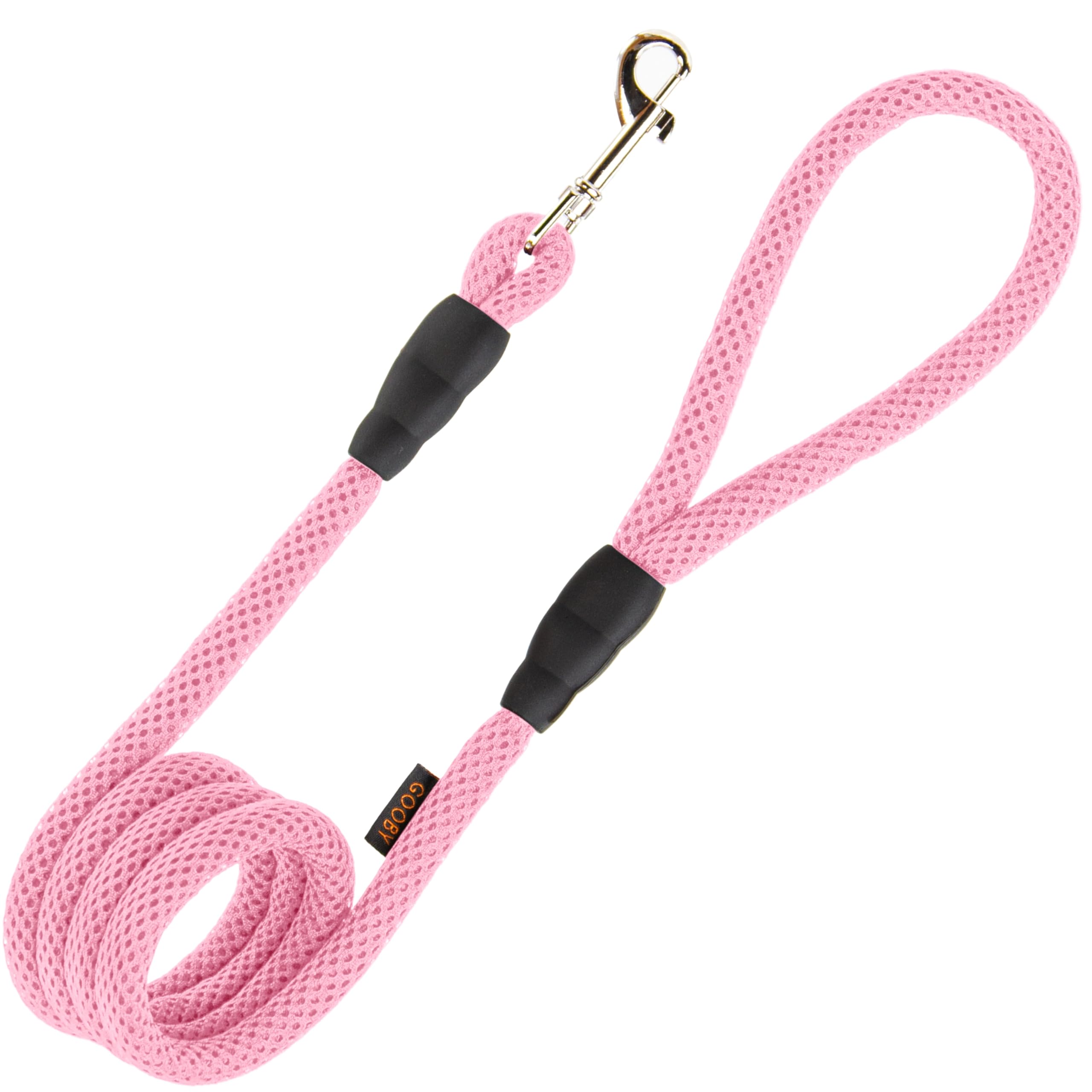 Gooby Mesh Leash - Pink, 4 FT - Breathable Mesh 4 Foot Leash for Small Dogs with Bolt Snap Clasp - On The Go Dog Leashes for Small, Medium, and Large