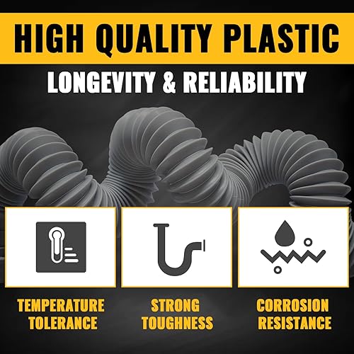 Miniatura 6 de Tubo de drenaje para fregadero de 1-12 pulgadas, tubo de drenaje flexible de 7.5 a 17.7 pulgadas, trampa P flexible expandible para fregadero de