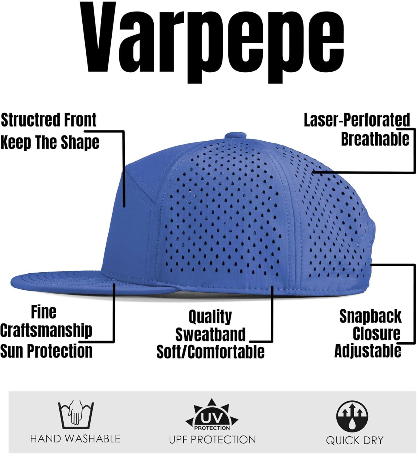 Performance Snapback Hats for Men Women,Flat Bill Cap,Golf,Running,Workout - Image 6