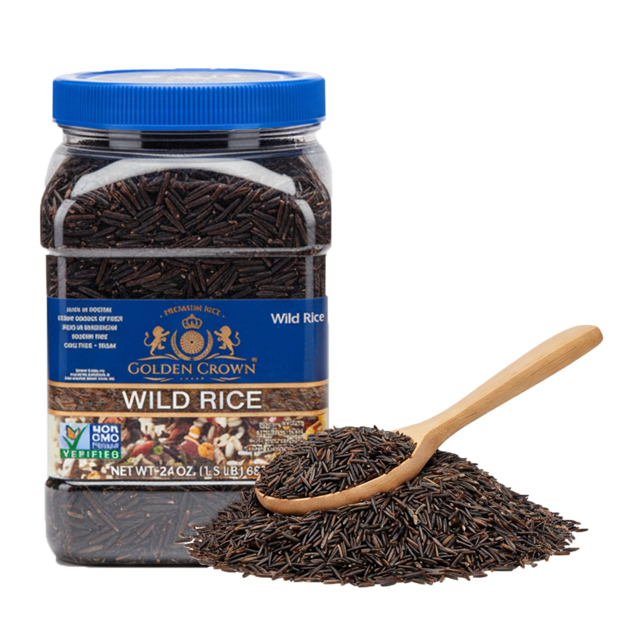 Golden Crown Premium High Protein Wild Rice, Naturally Aged Gluten + GMO Free Vegan, Tasty and Delicious Low in Calories Grains, Great Source of Fiber and Rich in Magnesium - 24 oz (1.5Lb)