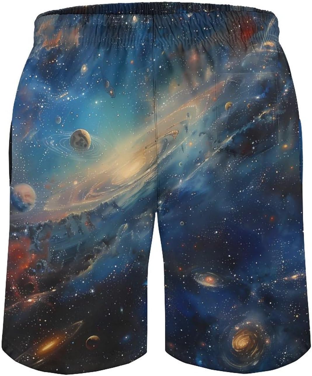 Spaces and Universe Casual Men's Swim Trunks Novelty Summer Beach Shorts Swimwear with Pocket