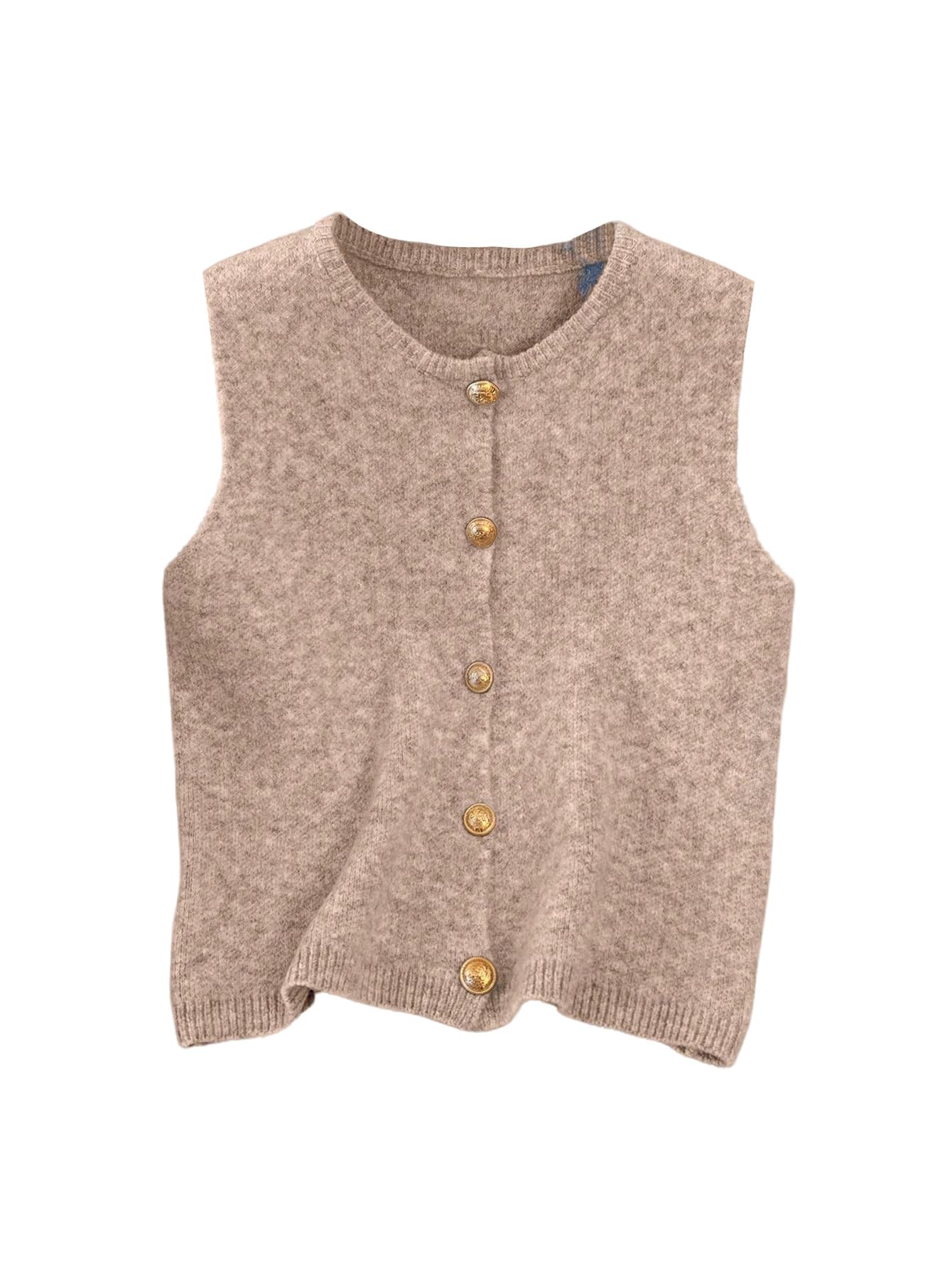 RoseSeek Women's Button Down Sweater Vest Sleeveless Crewneck Knit Knitwear