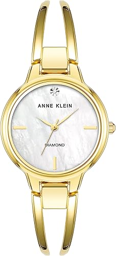 Anne Klein - Reloj de pulsera con esfera de diamante auténtico para mujer