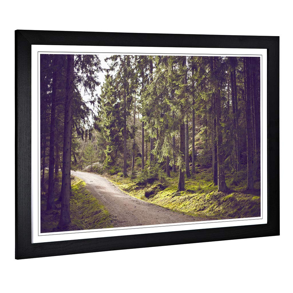Big Box Art Framed Print of Landscape Woodland Path Design | Wall Art Picture | Home Decor for Kitchen, Living, Dining Room, Bedroom, Hallway, Office, Black, A2 / 24.5x18 Inch / 62x45cm