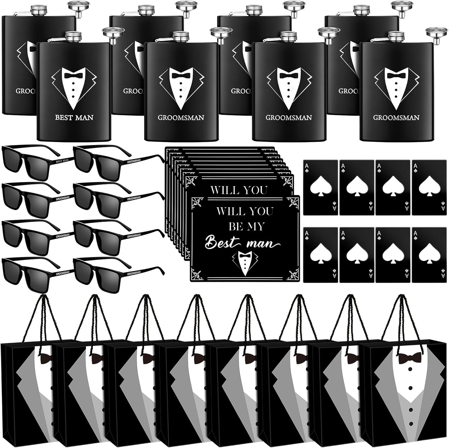 Hoolerry 40 Pieces Groomsmen Proposal Box Set of 8 Hip
