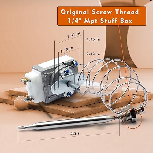 Miniatura 2 de 60125401 para freidora 1175 termostato compatible con freidora imperial, 1/4" rosca Mpt Stuff Box, RX-1-36 termostato compatible con Pitco, 200-400F