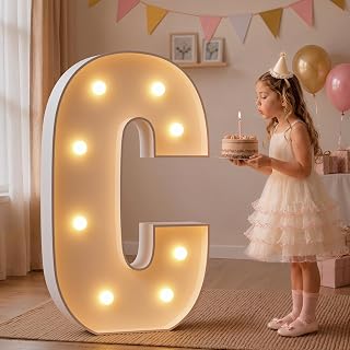 imprsv Large Marquee Letters, 3FT Light Up Letters C Sign for Party Decor | Letras Con Luces, Big Letters With Lights for HOCO Homecoming Decor, Warm White Light