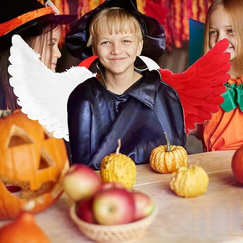 Miniatura 4 de Kit de disfraz de ángel diablo de 3 piezas, disfraz de ángel diablo de Halloween con horquilla de diablo y diadema de cuerno de diablo, disfraz de