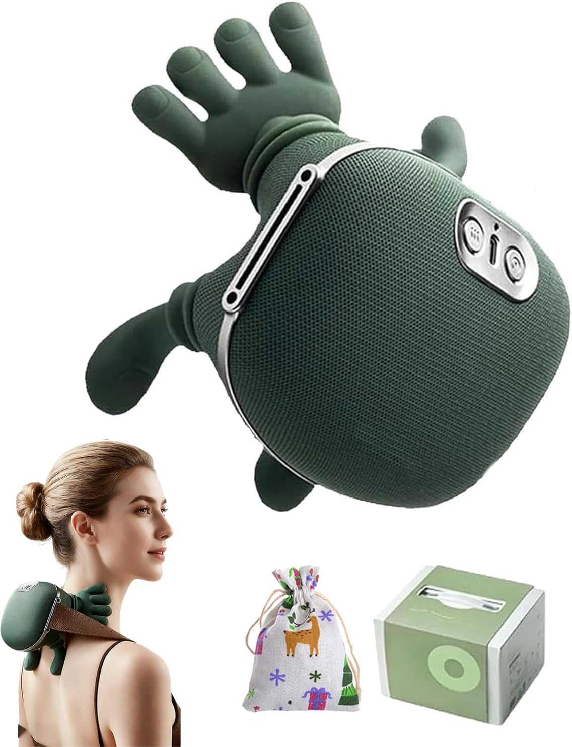Neck and Back Massager, Cordless Portable Massager with Heat, Silent Operation, Real Hands Relaxing Massager for Pain Relief Deep Tissue, for All Neck Shapes (1pcs)