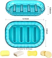Vista 3 de AMUONTY Juego de 2 Soportes para Jabonera de Barra, Bandeja Portajabones para Barra de Jabón, Jaboneras para Ducha y Baño, Jabonera para Fregadero