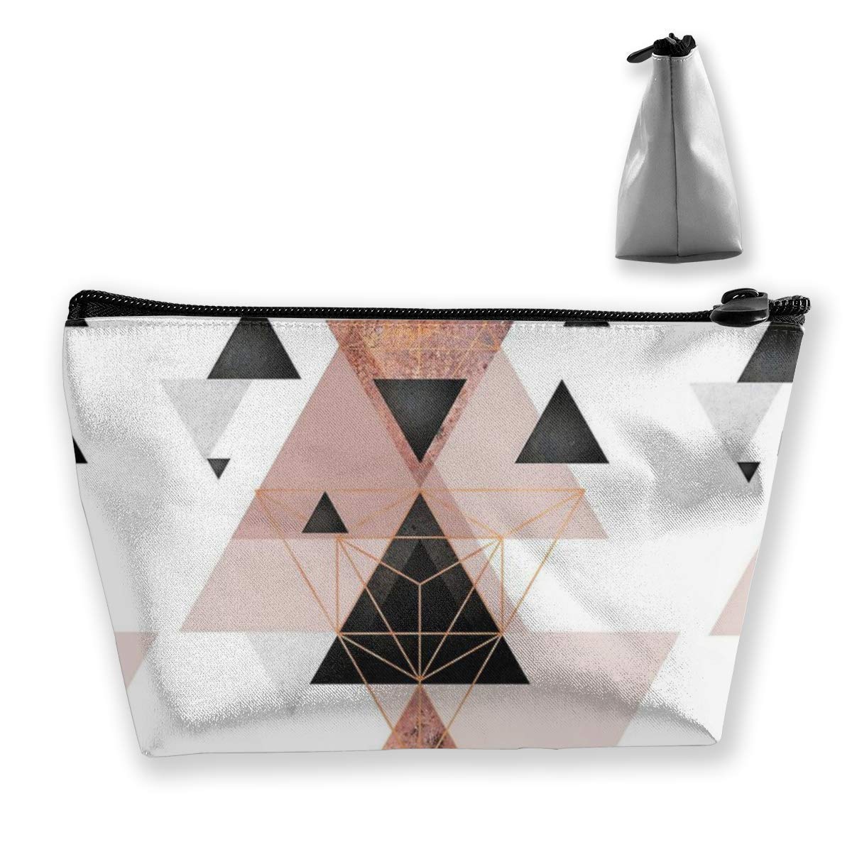Geometric Triangles Rose Gold White Pencil Case Bag Zipper Bag Coin Bag Makeup Bag Pouch Storage Bags Large Capacity Pen Holders for Children School Kids Boys Girls Women Gift