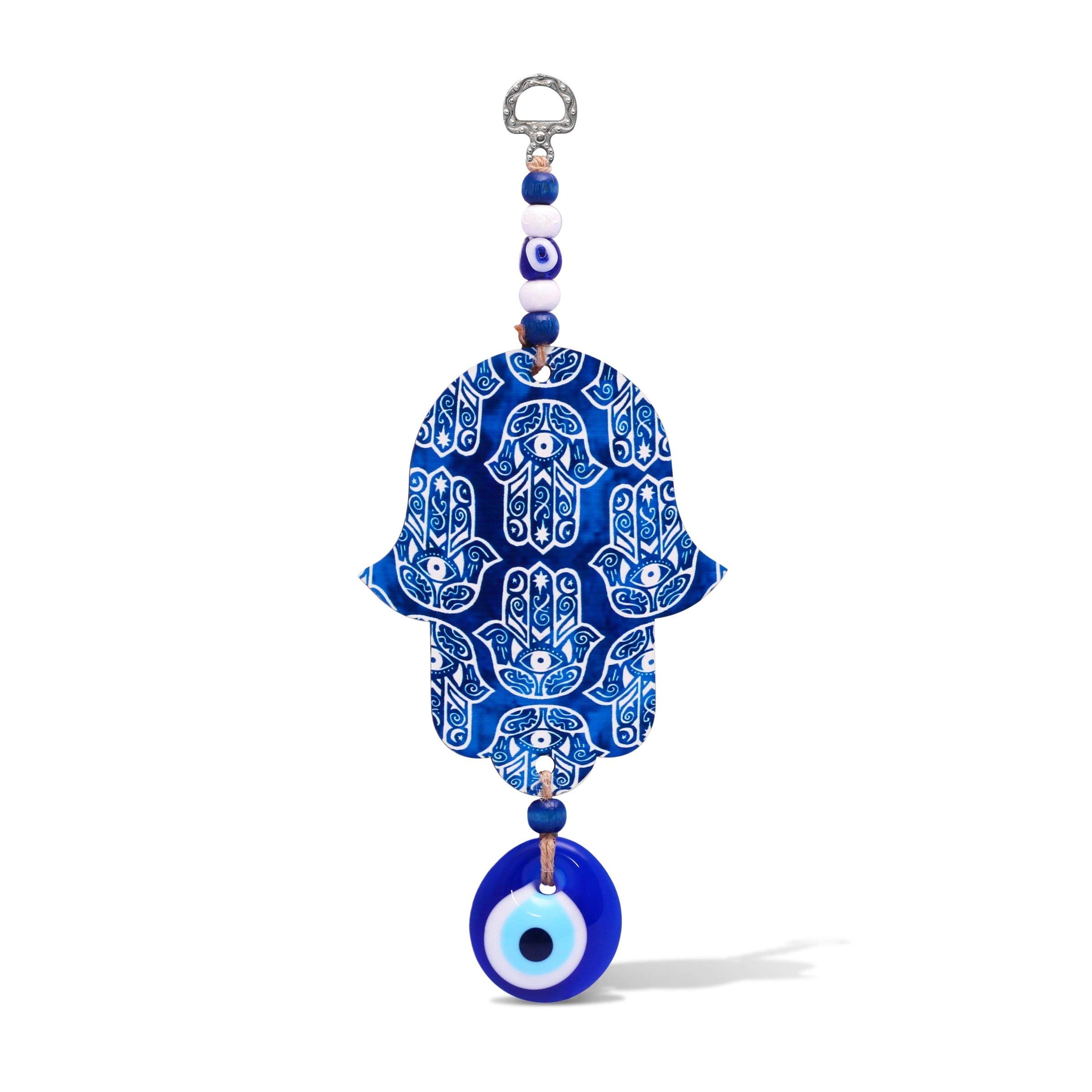 MYSTIC JEWELS Fatima Hand Hamsa in Wood with Turkish Eye for Good Luck and Energy at Home 22x10cm