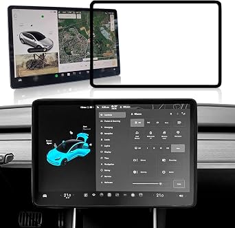 Screen Protector Frame Compatible with Tesla Model 3 Model Y 2024 2023 2022 2021 2020 2019 Screen Edge Protector Cover Center Console Decoration Interior Accessories Black