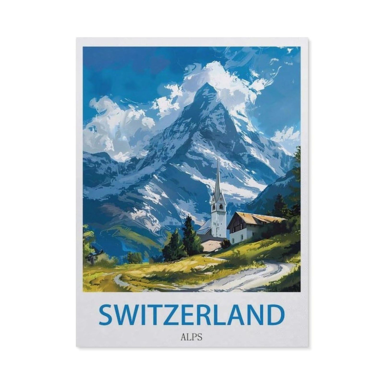 Switzerland Alps，Funny Toilet Poster Sign, Vintage Metal Tin Sign, Bathroom Poster, Bathroom Decor, Home Wall Decor Art Tin Sign Plaque(15x30cm）6x12 inch-EC24