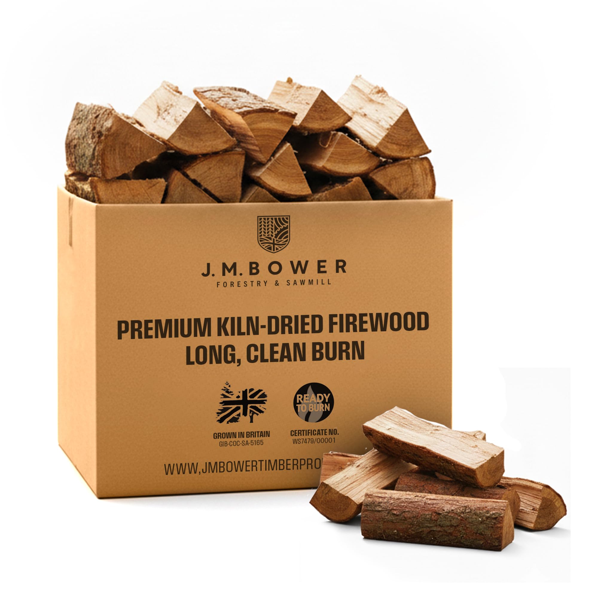 JM Bower Wood for Log Burner & BBQ (approx 15kg) Premium Hardwood Firewood Logs for Fast Ignition & Long Burning | Ready to Burn Fire Logs for Log Burners, Fireplaces & BBQs | Low Smoke, UK-Grown — image 1