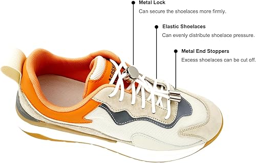 Vista 6 de Ahoper Cierre de metal cordones para zapatos sin ataduras para adultos, cordones elásticos para tenis, sin ataduras para niños, cuerdas de zapatos