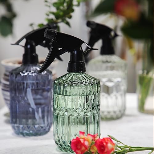 Miniatura 6 de OFFIDIX Nebulizador de plantas de niebla fina, botellas de vidrio a presión de mano, regadera de 0.43L15.17 onzas con boquilla ajustable para