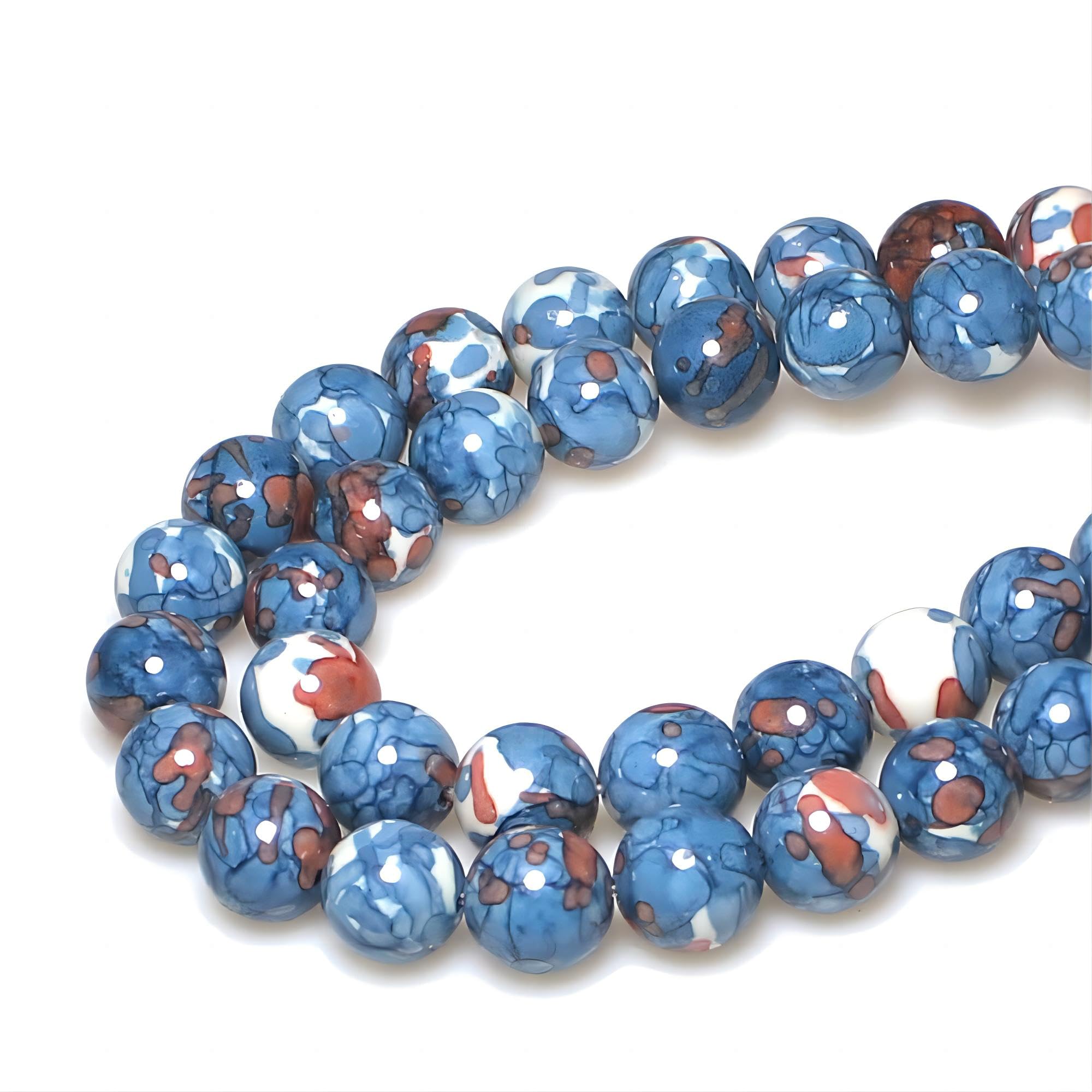 Pulsera de cuentas redondas y suaves de flores de lluvia 5A, para hacer joyas, 38 cm, color gris