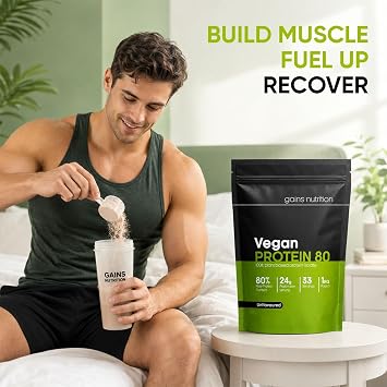 GN Vegan Protein 80 Protein Powder | 1kg Unflavoured Pea - Plant Based Protein-Powder | 24g per Serving | Non-GMO, Gluten & Dairy Free