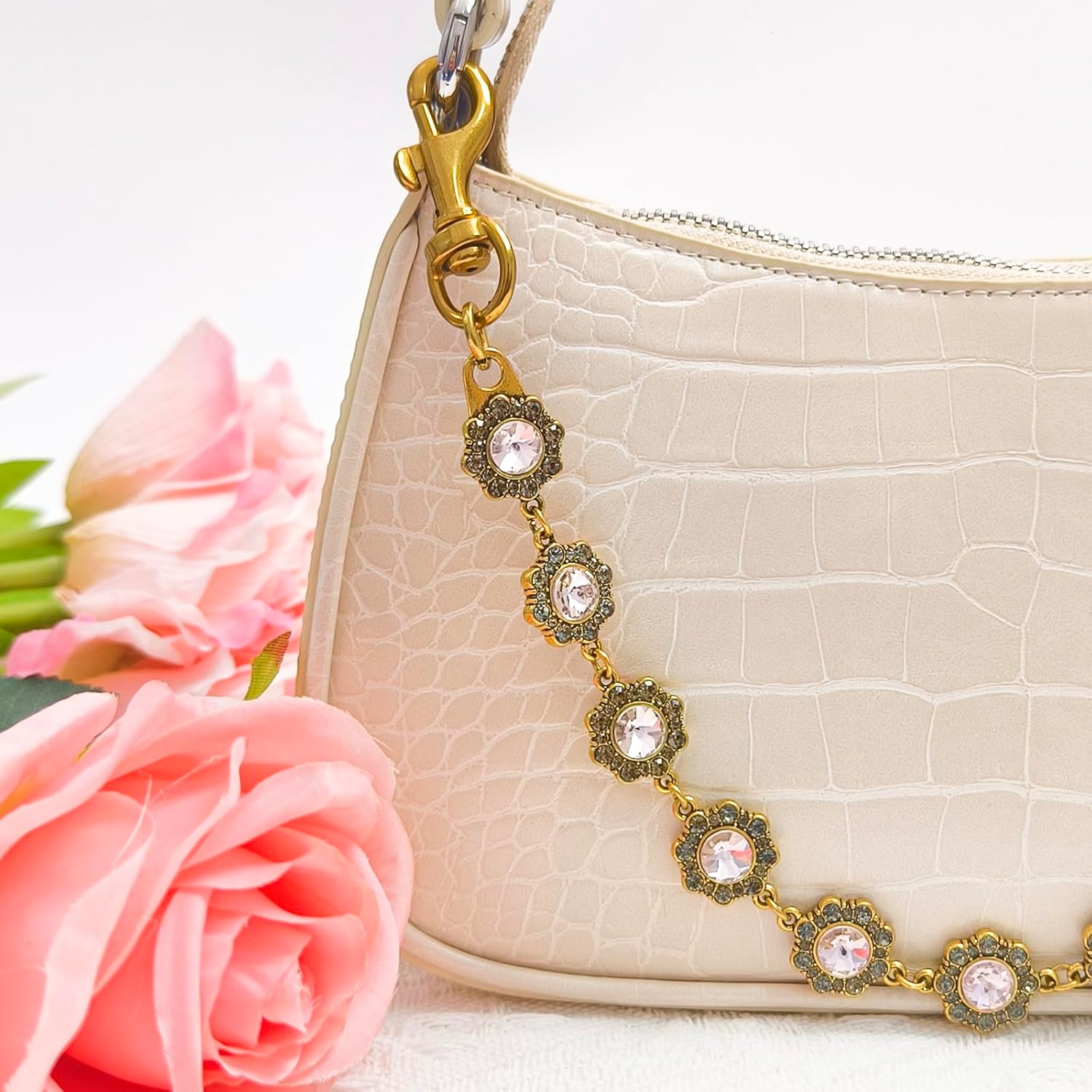 Vintage Gold Bag Charms Purse Extender Chain Floral Cute Wallet Keychain Accessories for Women's Handbags Bags &Jeans - Image 5