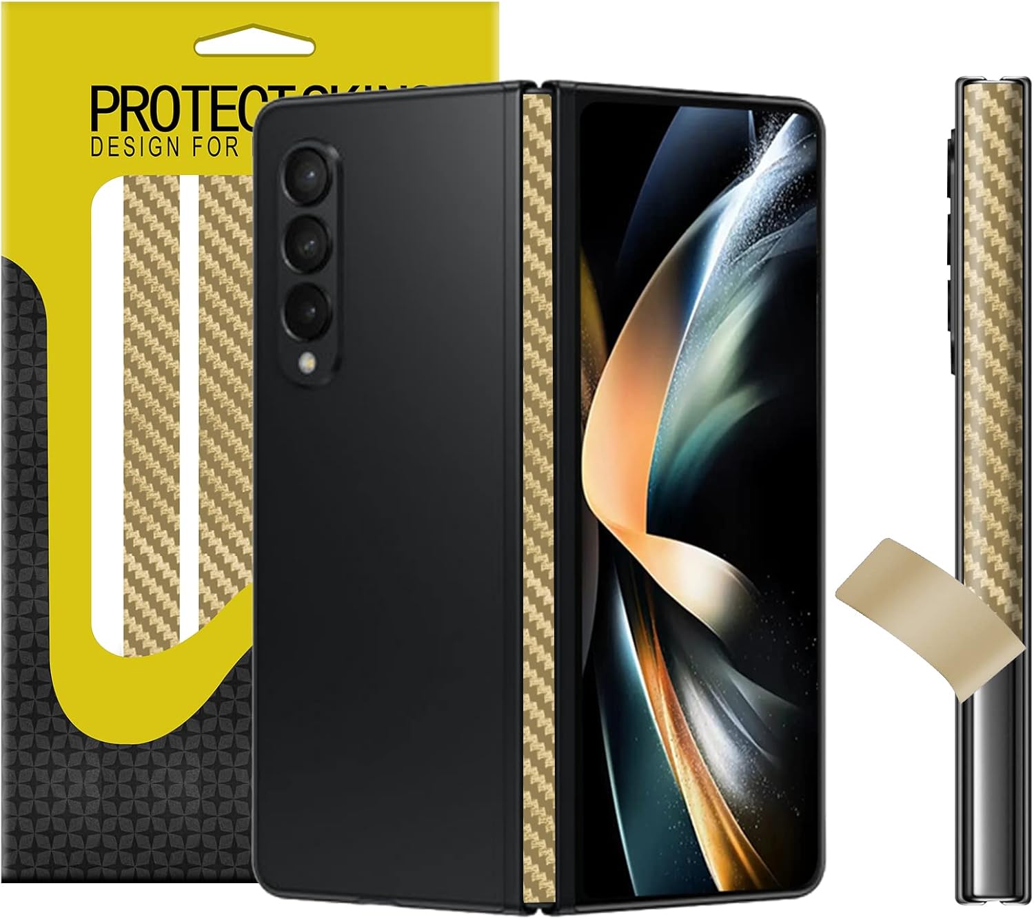 3 Pack Galaxy Z Fold 4 Charnière Film Protection, Z Fold 4 Charnière de Fibre Carbone Protection