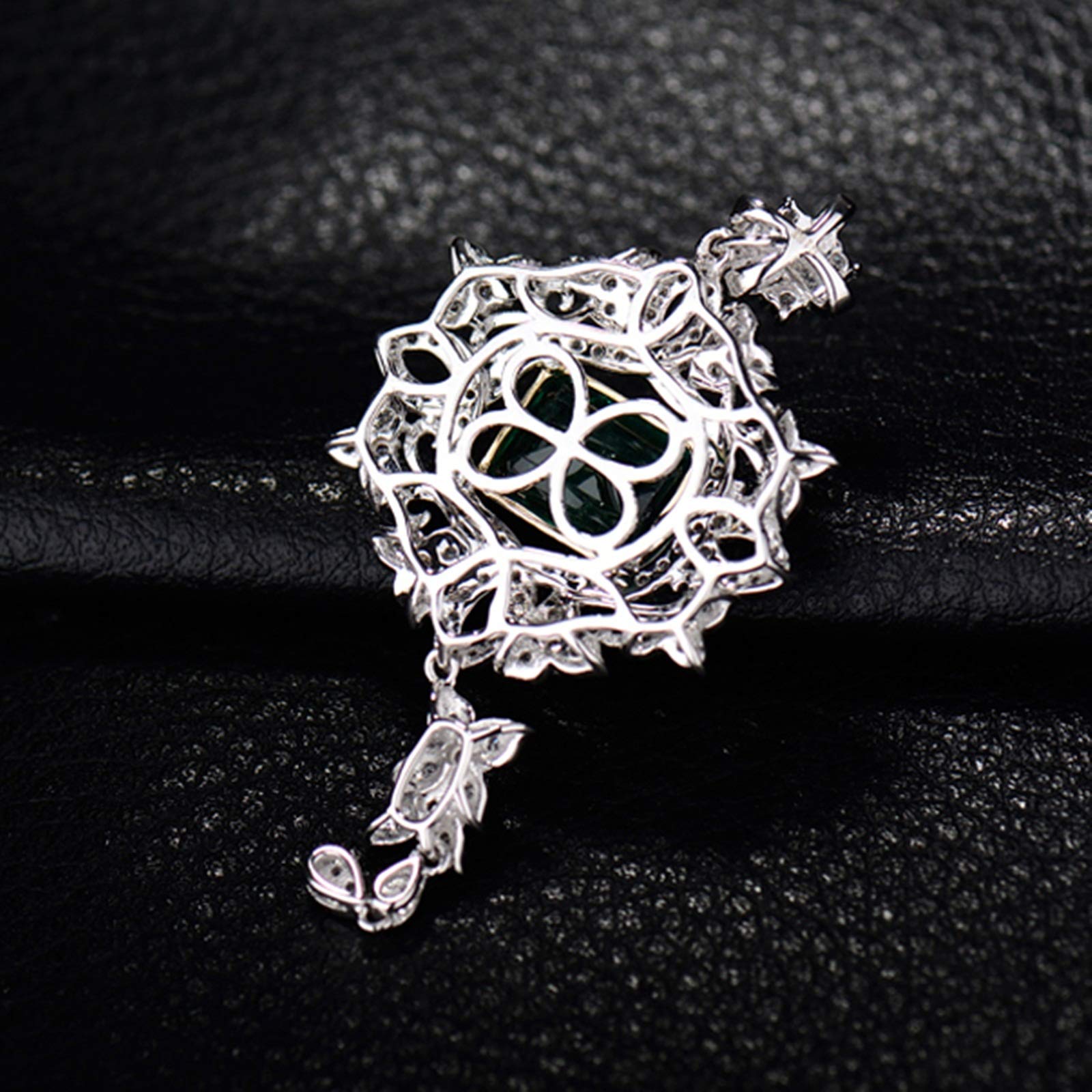Collar con Colgante, Borla de Flores con Esmeralda creada en Laboratorio de 3 Quilates, Oro de 18 Quilates/Plata de Ley 925, Collares con Colgante para Mujeres y niñas, Regalo para el día de la