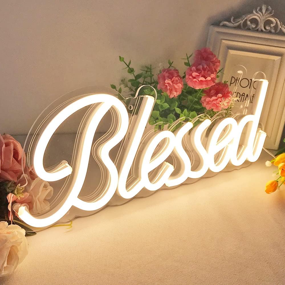 My flowers dream Blessed LED Neon Sign Nice Looking Neon Night Lamp (26 cm X 7 cm, Warm White)-image-20