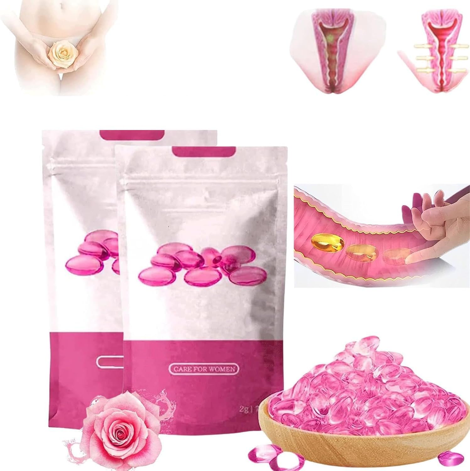Natural Repair Viginal Capsule,Natural Viginal Gel,Firming Repair & Pink and Tender Natural Capsules,Instant Tightening Capsules,Instant Anti-Itch Products,Stay Clear & Fresh,Removes Odor (2 Box)