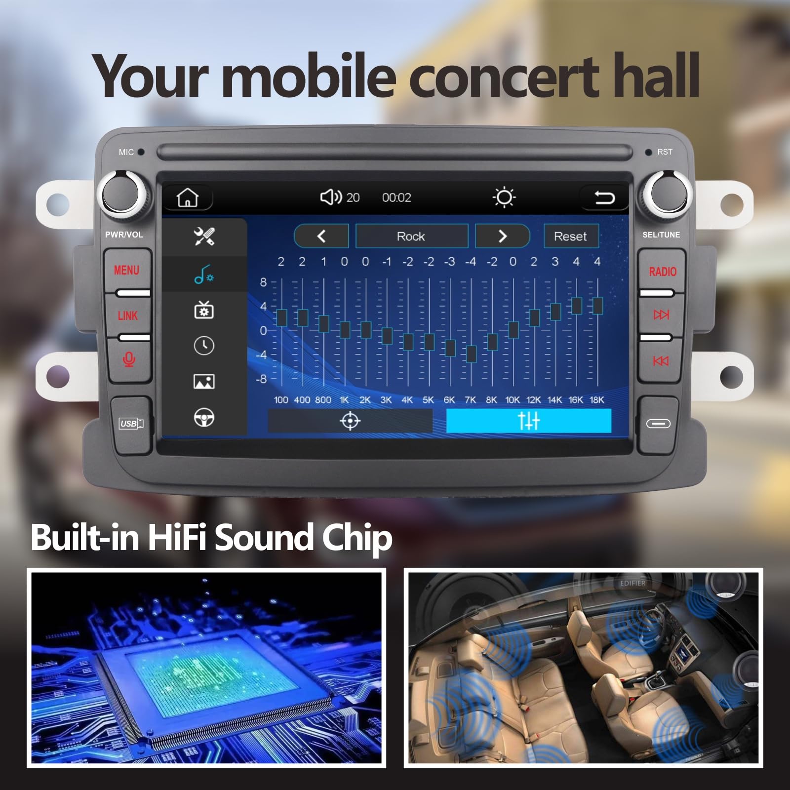 YZKONG Autoradio per Renault Dacia Duster Sandero Logan Dokker Capture con wireless CarPlay Android Auto 7-Zoll Touchscreen multimédia Player Radio Bluetooth/RDS/FM/AM/Mirror Link