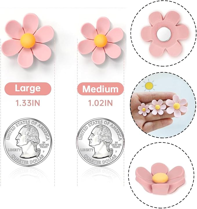 Imanes decorativos 3D flores 16 unidades miniatura 3