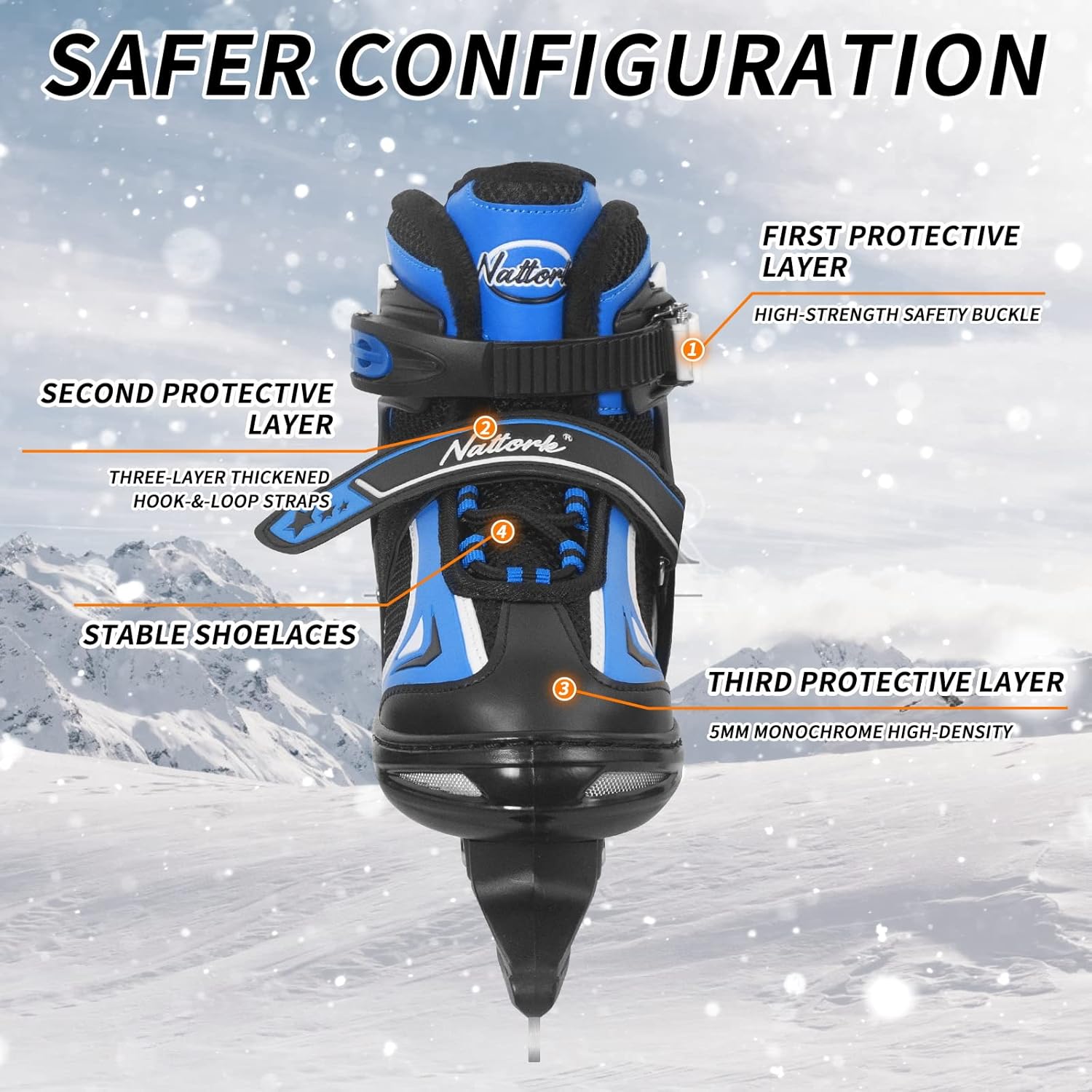 Nattork Adjustable Ice Skates for Boys, Kids and Women, Soft Padding and Reinforced Ankle Support Ice Hockey Skates Shoes for Outdoor and Rink : Sports & Outdoors