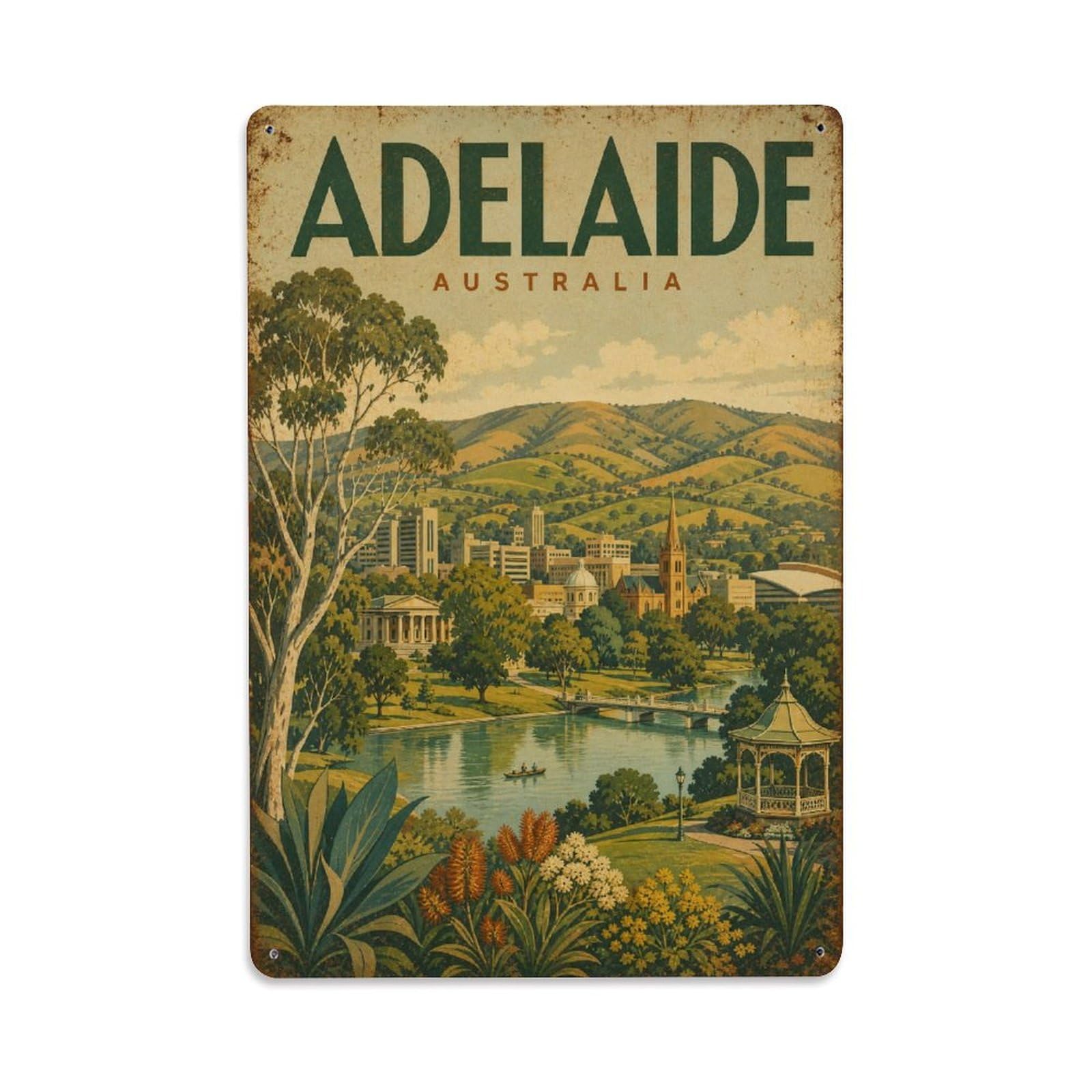 Australia Adelaide Regional Travel Classic Metal Tin Sign