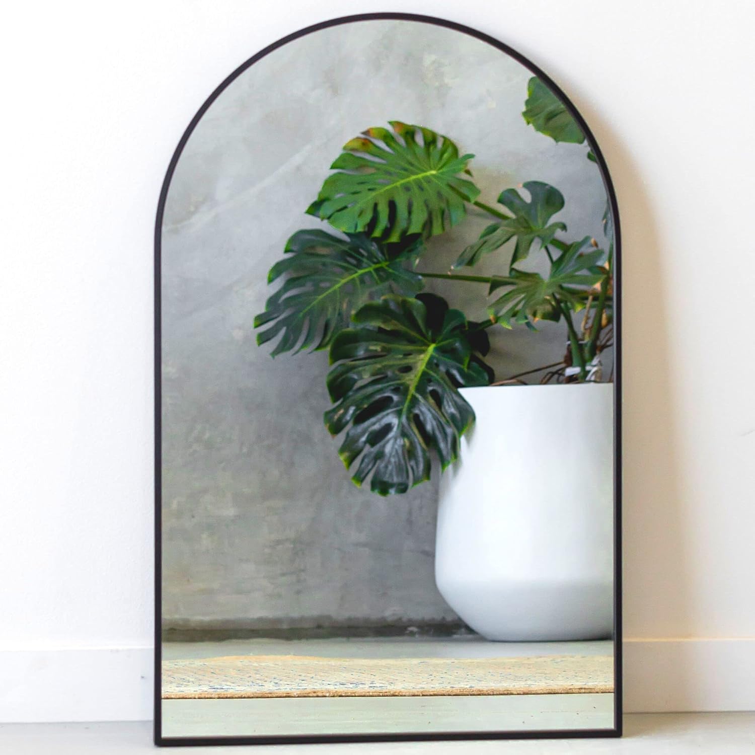 Black Arch Wall Mirror, 33" x 21" Inches, Black Arch Mirror Bathroom, Perfect for