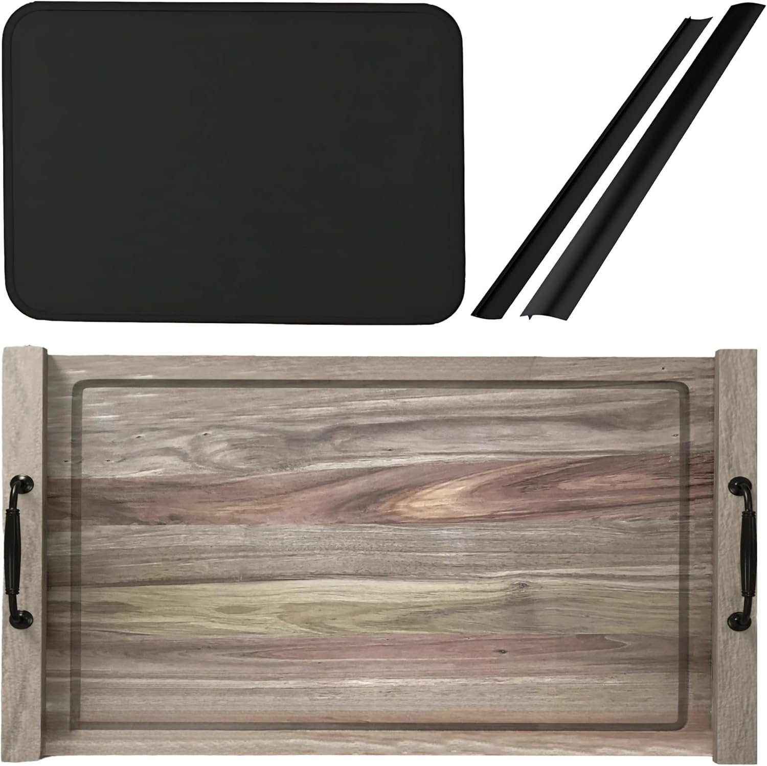 Real Acacia Wood Noodle Board Stove Cover Bundle with Handles, Protective Silicone Mat, and Oven Gap Covers | Gas Stove Cover, Stove Top Covers for Electric Stove, Wood Stove Covers for Gas Stove Top