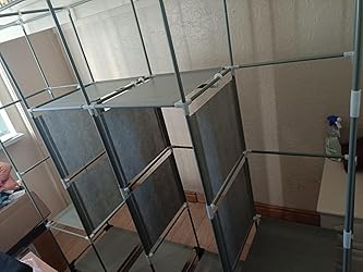 Canvas Wardrobe Four Column Portable Wardrobes For Bedroom 165x45x175 Cm New Base Design Fabric Wardrobe Large Storage Space Foldable Wardrobe Grey