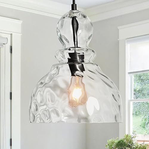 Miniatura 15 de Luces Colgantes Doradas para Isla de Cocina, Iluminación Colgante de Cristal Dorado Arena Grande Sobre Mesa de 10 Pulgadas, Lámpara de Isla de Techo