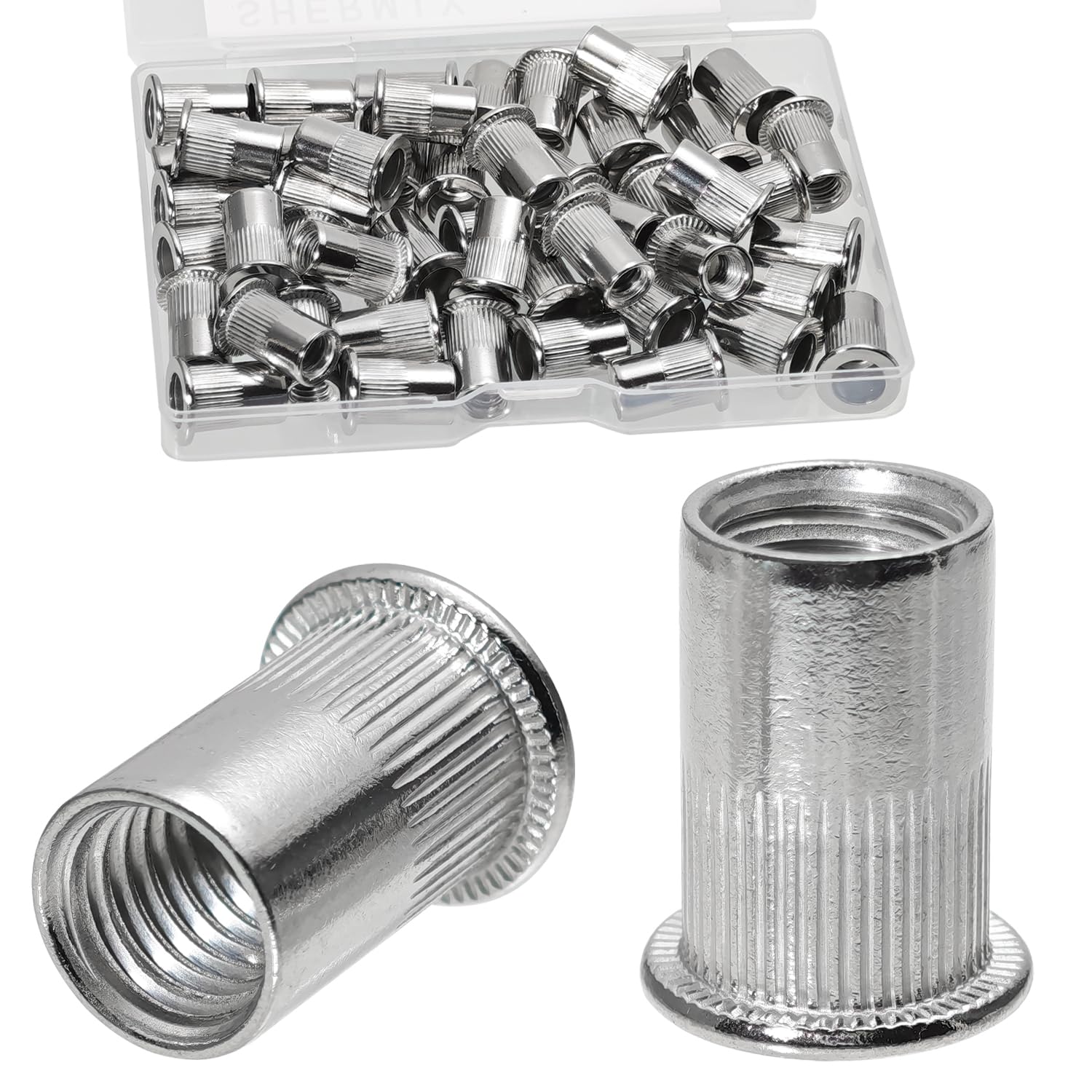 10PCS 1/2"-13UNC Rivet Nuts 304 Stainless Steel Rivets Nutsert Flat Head Rivnut Threaded Inserts Nut (Silver, 1/2"-13)