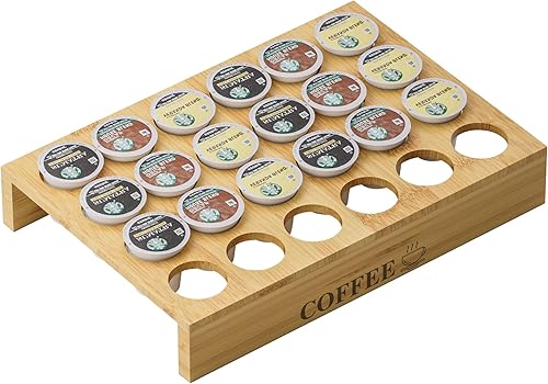 Vista 7 de MinBoo BamBoo - Soporte para tazas K para cajón o encimera, organizador de cápsulas de café, soporte para 35 cápsulas de café, soporte para cápsulas